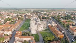 Pisa Italy Famous Leaning Tower and Pisa Cathedral in Piazza dei Miracoli Summer Morning hour [upl. by Nagaet]