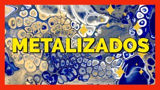 ✨ POURING ACRÍLICO CON DORADO PLATEADO Y AZUL ULTRAMAR [upl. by Punak]