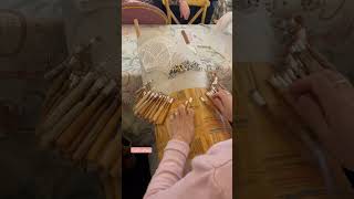 Spanish lacemaker at theMostra do Encaixe International Lace ConventionIn Galicia Spain lace art [upl. by Nirrok449]