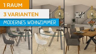 1 Raum 3 Varianten ► Wohnzimmer  3D Planungssoftware [upl. by Coheman]