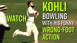 Watch Kohli Bowling with his funny wrongfoot action [upl. by Rhee]