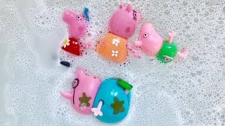 BUBBLE BATH with PUPPY and PEPPA PIG TOYS [upl. by Aihcats]