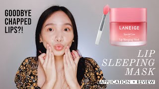 LANEIGE LIP SLEEPING MASK I Application  Review Goodbye chapped lips [upl. by Valaree]