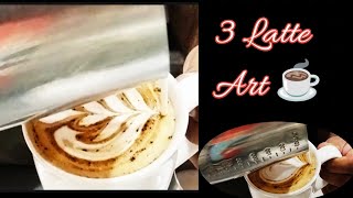 how to make 3 latte art different design special latte recipe ☕ [upl. by Rufford]