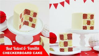 Recipe Strawberry Vanilla Cake — checkerboardchessdraughts board squares style gateau [upl. by Boeke]