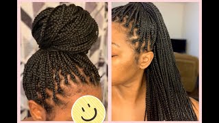 Braiding My Own Hair Small Box Braids [upl. by Strohben]