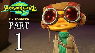 PSYCHONAUTS 2 Walkthrough PART 1 PC Gameplay No Commentary  4K 60ᶠᵖˢ ✔ [upl. by Atekin]