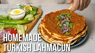 Turkish Lahmacun Recipe  Homemade Lamb Flatbreads [upl. by Sidran]