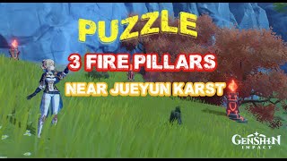 Genshin Impact  Puzzle  3 Fire Pillars Near Jueyun Karst [upl. by Donielle]