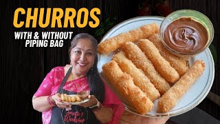 Indian Mom Makes Churros  How to make Churros  With amp Without Piping Bag  By Savitas Workshop [upl. by Euhc]