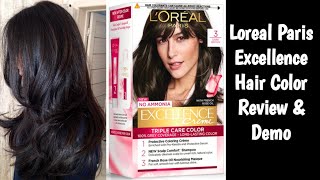 How to use loreal hair color at home  Loreal Excellence Dark Brown Hair Color Review amp Demo [upl. by Burtis]