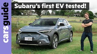 Subaru Solterra 2024 review Does a lastminute EV price cut help the new Tesla Model Y rival [upl. by Ahsakal631]