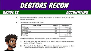 Debtors Reconciliation Grade 12 Accounting [upl. by Nodnorb]