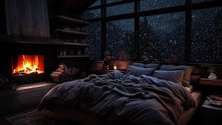 Relaxing winter ambience in cozy bedroom  Fireplace crackling for sleep winter wonderland ASMR [upl. by Fredela117]