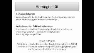 Einführung in die Wirtschaftswissenschaft Homogenität der Produktionsfunktion  FernUni Hagen [upl. by Mani]