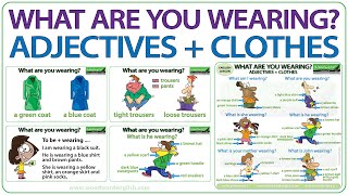 Clothes in English What are you wearing I am wearing adjectives  clothes  Learn English [upl. by Merrili35]