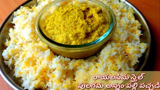 Rayalaseema Style Pulagam Annam Palli Pachadi In Teluguరాయలసీమ అన్నం పల్లి పచ్చడిPeanut Chutney [upl. by Tlok]