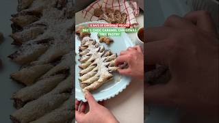 Choc caramel Christmas tree pastry 🎄 easy Christmas dessert christmasdessert christmasrecipe [upl. by Krongold191]