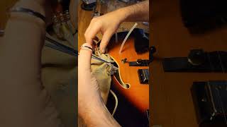 Rewiring a hollow body archtop guitar luthier guitar guitarmaintenance guitarrepair luthiery [upl. by Hawkie]