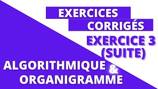 ALGORITHME ET ORGANIGRAMME Exercice 3 SUITE [upl. by Sonitnatsnok]