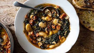 Gill Mellers Butter bean soup with kale and chorizo [upl. by Annaerda]