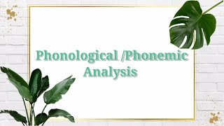 Phonological Analysis [upl. by Yras]