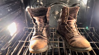 Best way to waterproof work boots is putting them in the oven [upl. by Zoi]