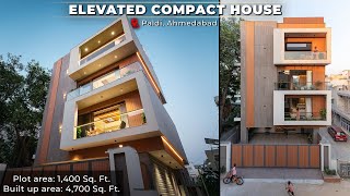 This 1400 Sq Ft Elevated Compact House is the unique example of Going Beyond The Limitations [upl. by Annauqaj630]