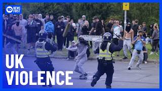 UK Protests Rage After Three Girls Killed  10 News First [upl. by Blanding]