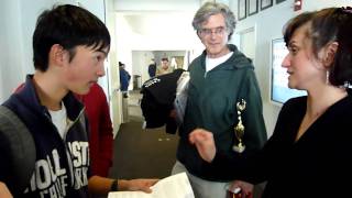 Brian Zhang with Prof Zvezdelina Stankova at 2011 BAMO award ceremonyMTS [upl. by Eceinwahs]