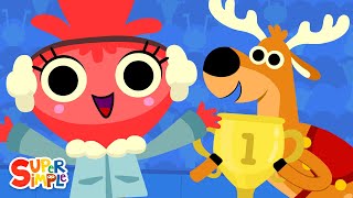 Were Going To The Reindeer Games  Kids Christmas With RhymingtonSquare  Super Simple Songs [upl. by Phene]