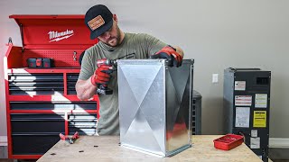 How To Fabricate A Plenum Box With BASIC Hand Tools  HVAC Ductwork [upl. by Kippy]