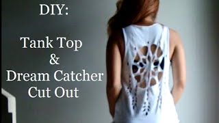 DIY How To Cut A TShirt Into A Tank Top  Dream Catcher Shirt Cut Out [upl. by Nena531]