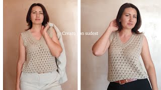 summer top  tutorial canotta ai ferri scollo a V [upl. by Dnomzed]