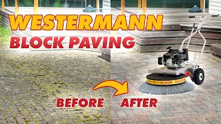 Timelapse of Block Paving Cleaning  Westermann Honda Moss Brush [upl. by Flem]