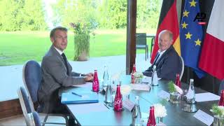 President Emmanuel Macron and Chancellor Olaf Scholz held a meeting in EvianlesBains France [upl. by Aan]