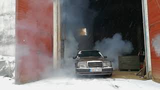 Mercedes w124 OM606 Super Turbo Diesel winter burnout [upl. by Llirpa]