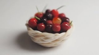 Basket of Cherries Tutorial Miniature Food Tutorial Polymer Clay Tutorial [upl. by Tricia]