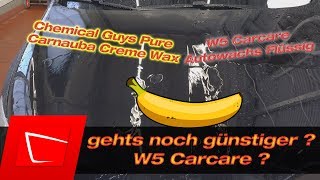 Chemical Guys Pure Carnauba Creme Wachs vs W5 Carcare Autowachs Flüssig von Lidl im Vergleich [upl. by Yhtomot219]