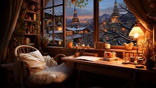 Soothing Winter Night Jazz  Relaxing Jazz Piano Music and Snow Ambience in Winter  Soft Jazz Music [upl. by Amiarom]