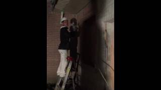 Block filler priming on brick wall painting [upl. by Ventura]