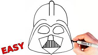 How to Draw Darth Vader Helmet Super Easy  Star Wars Tutorials [upl. by Anaile467]