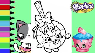 Coloring Shopkins Lolli Poppins and Cupcake Chic Coloring Book Pages  Sprinkled Donuts JR [upl. by Htesil]