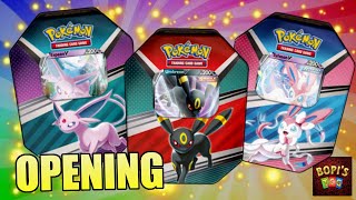 3 Eeveelutions Tins  Pokemon Cards Opening [upl. by Airdnaz]