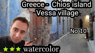 How to Quickly Paint the Village of Vessa with Watercolors [upl. by Lemart]