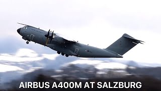 RAF AIRBUS A400M ZM403 DEPARTURE AT SALZBURG [upl. by Tannen]