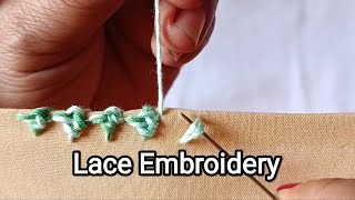 No 58  Lace Embroidery  Edging Stitch  Needle lace Border  Randa Embroidery [upl. by Ecirahs888]