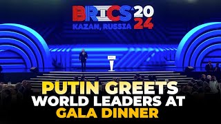 Kazan Russia  BRICS Summit 2024 Vladimir Putin greeted leaders of BRICS countries gala dinner [upl. by Egiedan446]