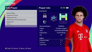 Efootball 2024 Stats Leroy Sane Bayern Monaco [upl. by Hayotal884]