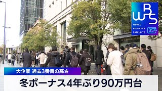 大企業冬ボーナス4年ぶり90万円台 過去3番目の高さ【WBS】（2023年12月26日） [upl. by Iret654]